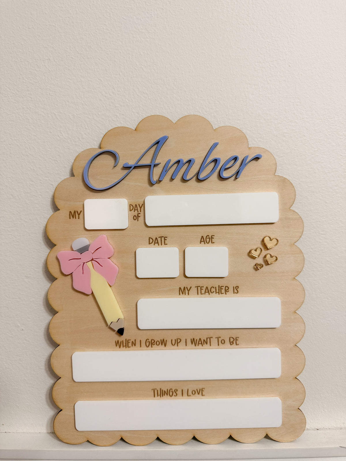 Personalised First Day Board